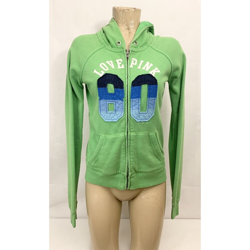 Victoria’s Secret PINK Jacket Hoodie S Small 38" Long Sleeve Zipper Green Blue